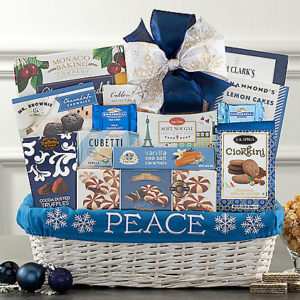 Peace on Earth Gift Basket with cakes, caramels, cookies, brownie, chocolates & more